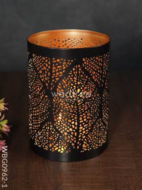 Black Matte Votive In Jhaali Pattern - Wbg0962 Candles