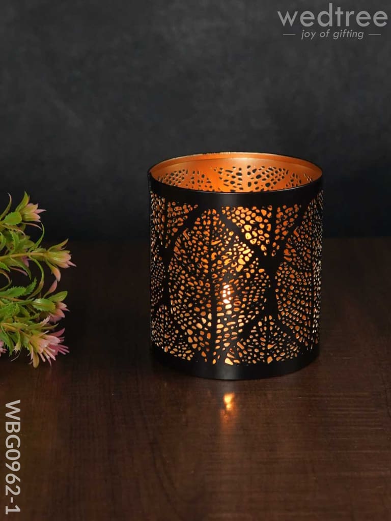 Black Matte Votive In Jhaali Pattern - Wbg0962 Candles