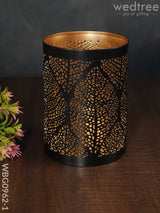 Black Matte Votive In Jhaali Pattern - Wbg0962 Medium Candles