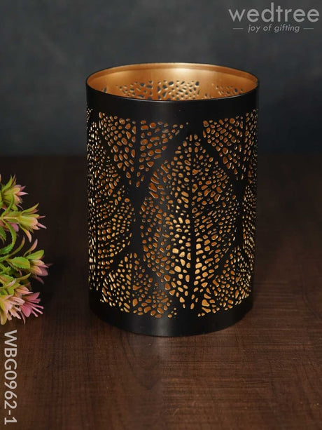 Black Matte Votive In Jhaali Pattern - Wbg0962 Medium Candles