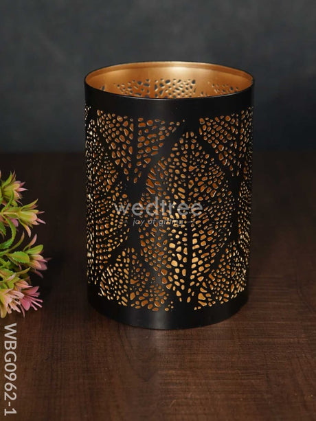 Black Matte Votive In Jhaali Pattern - Wbg0962 Medium Candles