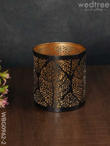 Black Matte Votive In Jhaali Pattern - Wbg0962 Small Candles