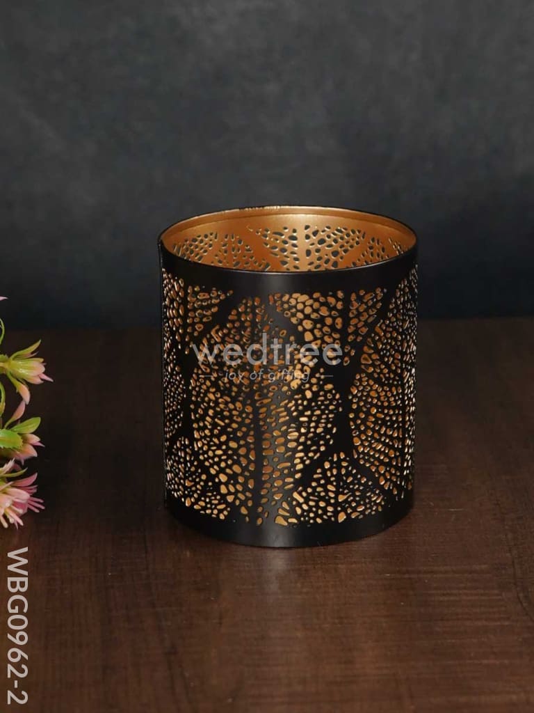 Black Matte Votive In Jhaali Pattern - Wbg0962 Small Candles