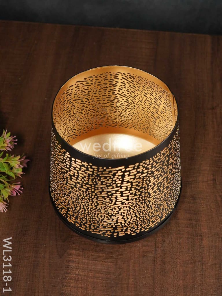 Black Matte Votive In Jhaali Pattern - Wl3118 Candles And Votives