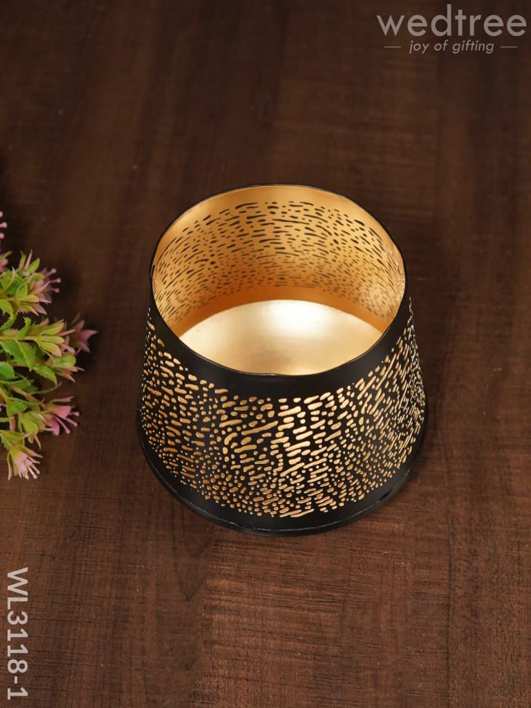 Black Matte Votive In Jhaali Pattern - Wl3118 Candles And Votives