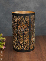 Black Matte Votive In Leaf Design Jhaali Pattern - Big Wl3116 Candles And Votives