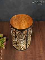 Black Matte Votive In Leaf Design Jhaali Pattern - Big Wl3116 Candles And Votives