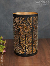 Black Matte Votive In Leaf Design Jhaali Pattern - Big Wl3116 Candles And Votives