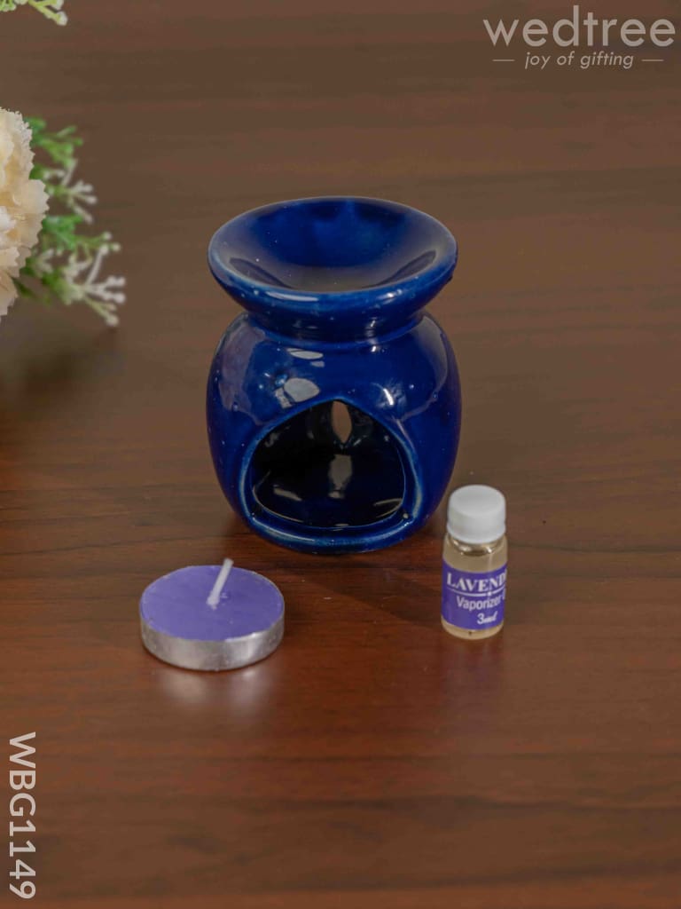 Blue Pottery Diffuser Candle Holder With Lavender Oil - Wbg1149 Home Decors