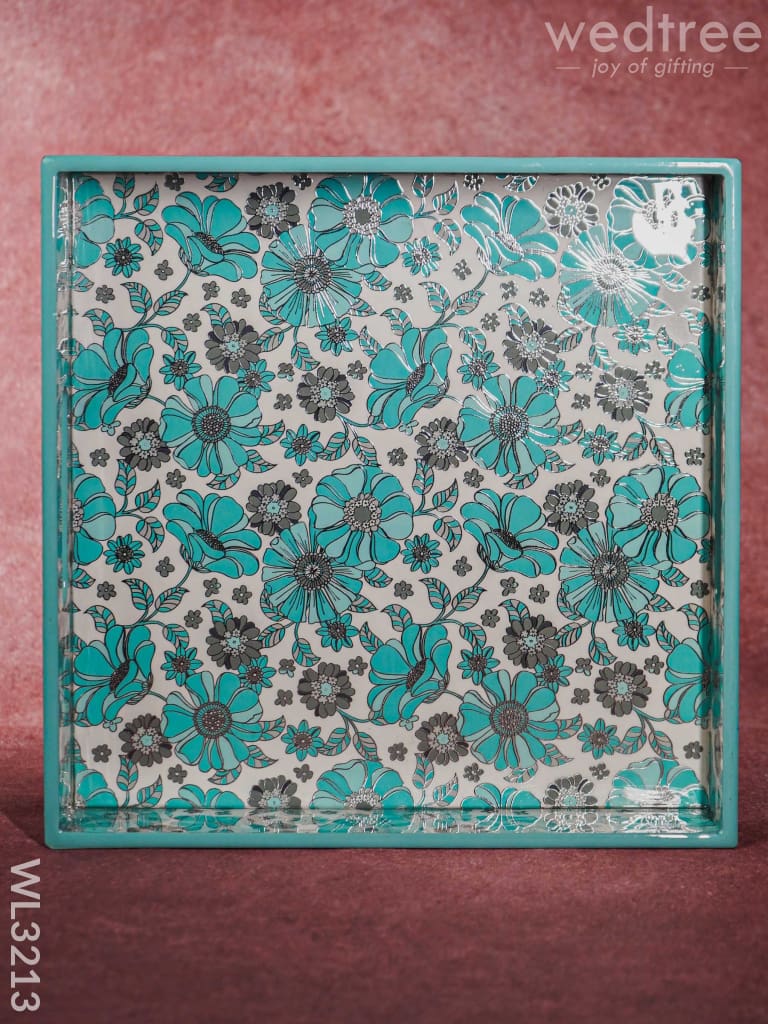 Blue Serving Tray Digital Printed Floral Desings - Wl3213 Wooden Trays