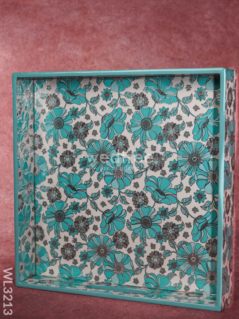 Blue Serving Tray Digital Printed Floral Desings - Wl3213 Wooden Trays