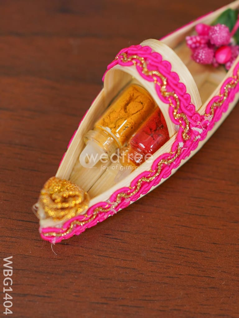 Boat Haldi Kumkum Set - Wbg1404 Fancy Holder Rg