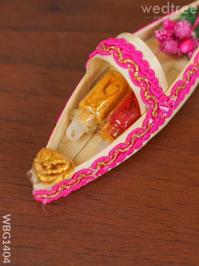 Boat Haldi Kumkum Set - Wbg1404 Fancy Holder Rg