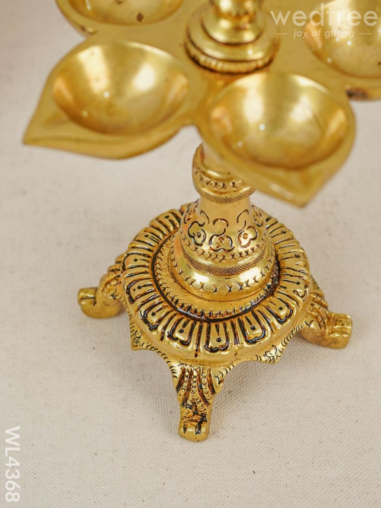 Brass 5 Face Annapakshi Diya With Stand - Wl4368