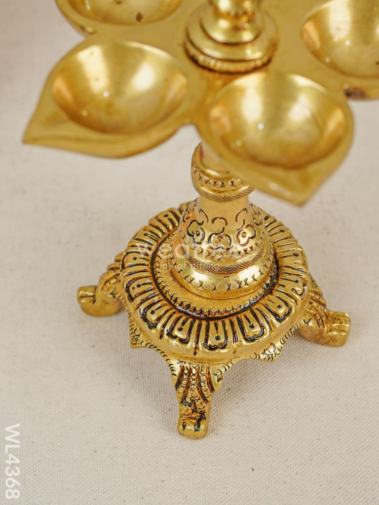 Brass 5 Face Annapakshi Diya With Stand - Wl4368