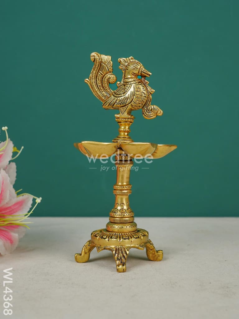 Brass 5 Face Annapakshi Diya With Stand - Wl4368