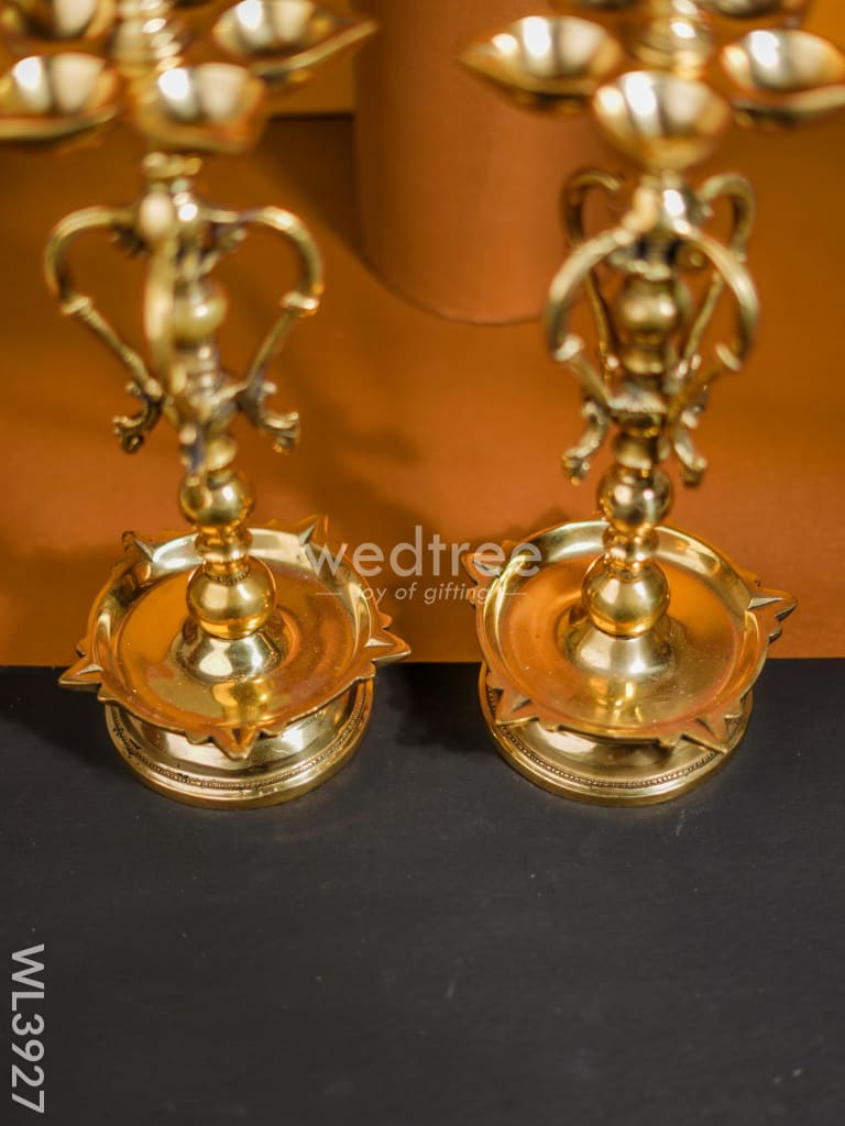 Brass 5 Face Annapakshi Kuthuvilakku - Set Of 2 Wl3927 Diya