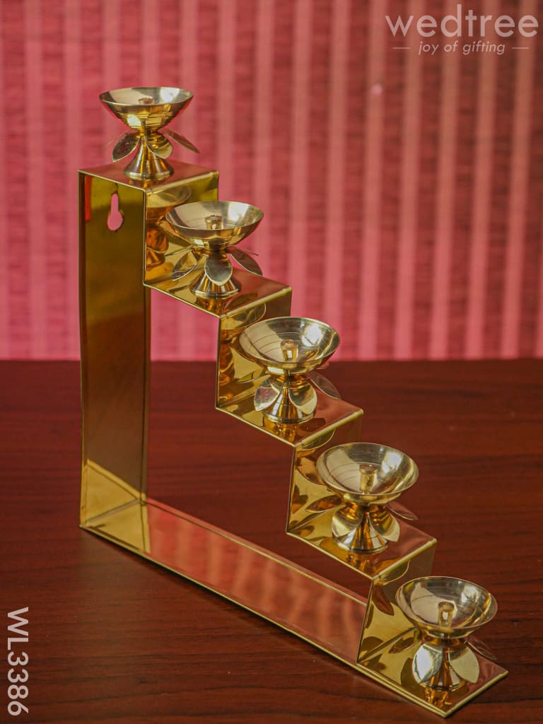 Brass 5 Step Diya Stand Wall Hanging - Wl3386 Swarna Golu