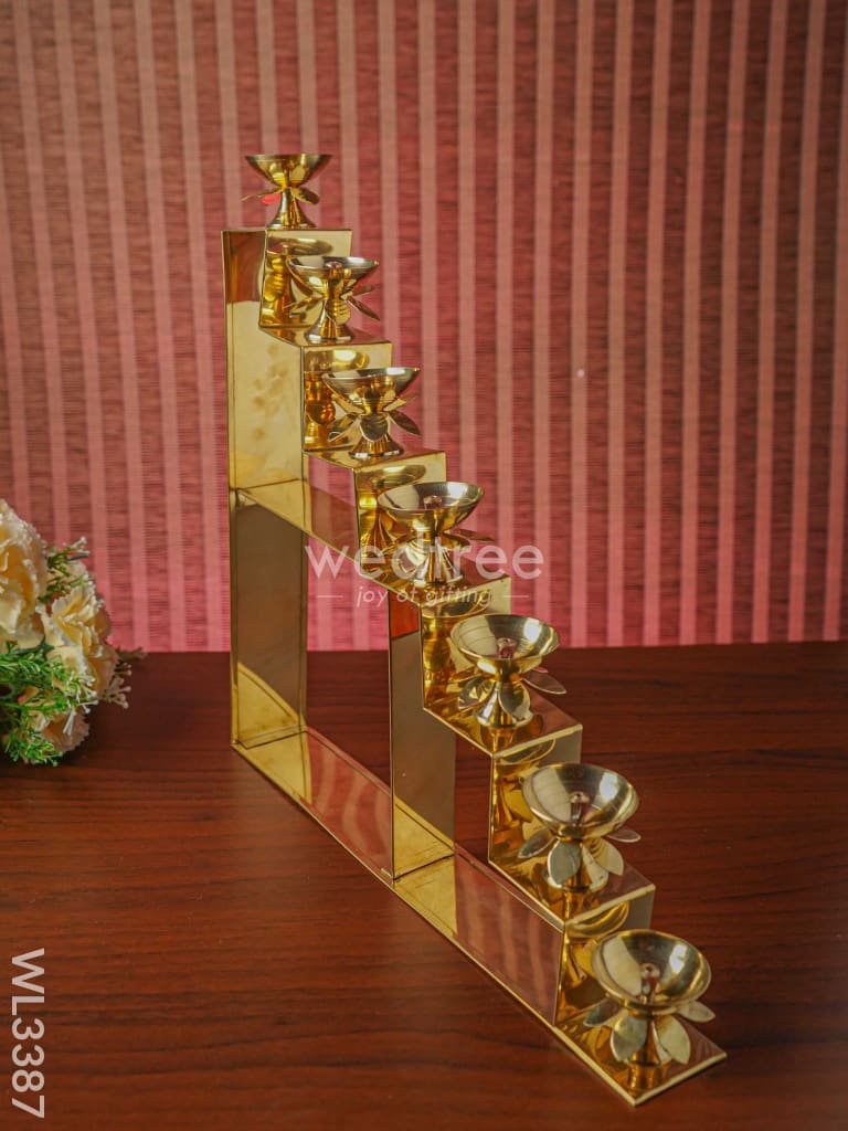 Brass 7 Step Diya Stand Wall Hanging - Wl3387 Swarna Golu