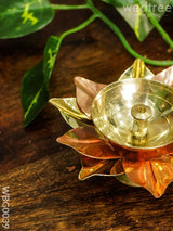 Brass And Copper Flower Shaped Diya - Wbg0039 Diyas