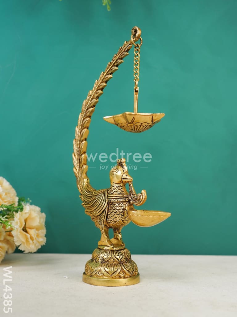 Brass Annam Bird Diya With Hanging - Wl4385