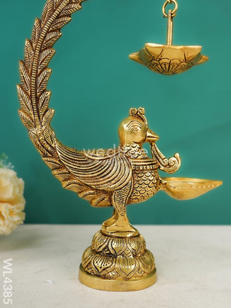 Brass Annam Bird Diya With Hanging - Wl4385