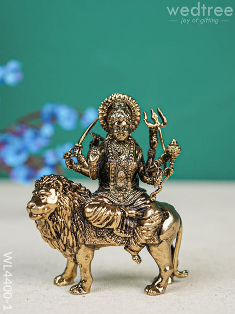 Brass Antique Durga Maa With Lion Idol - Wl4400 3 Inch Figurines