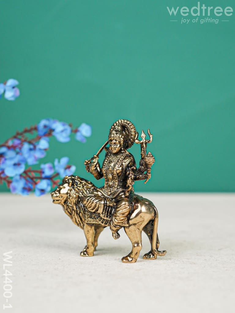 Brass Antique Durga Maa With Lion Idol - Wl4400 Figurines