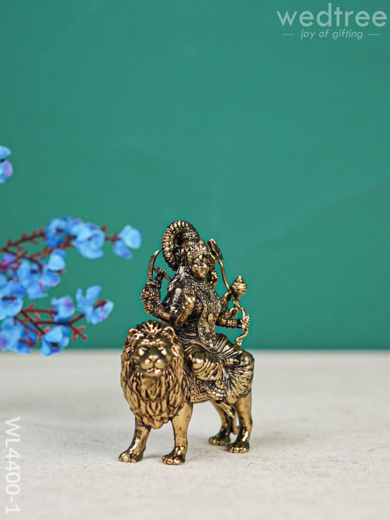 Brass Antique Durga Maa With Lion Idol - Wl4400 Figurines