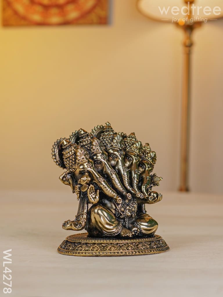 Brass Antique Panchmukhi Ganesha - Wl4278 Figurines