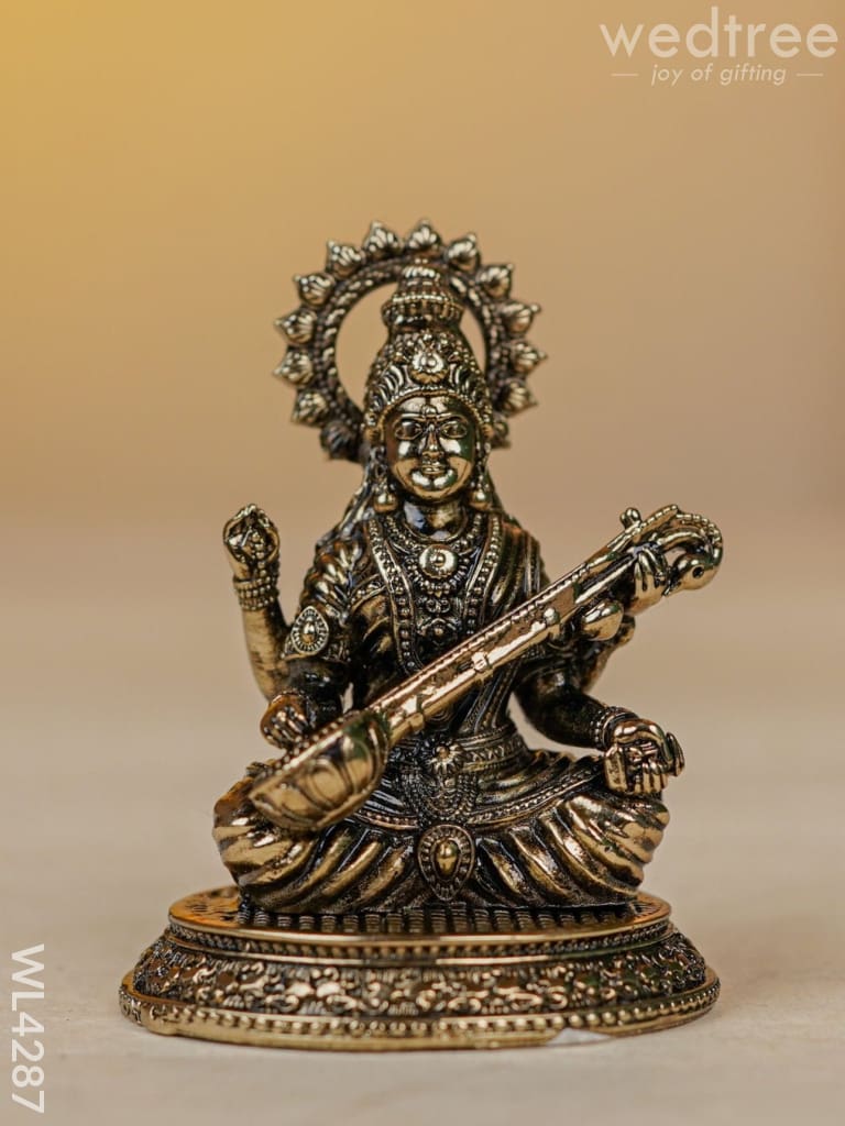 Brass Antique Saraswathi Idol - Wl4287 Figurines