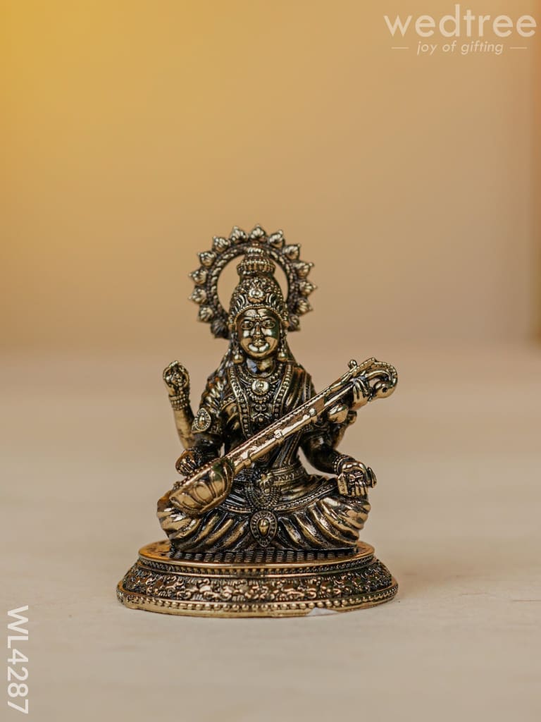 Brass Antique Saraswathi Idol - Wl4287 Figurines