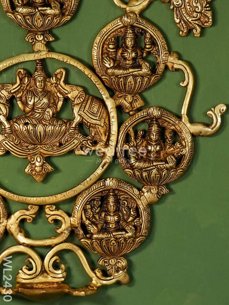 Brass Ashatalakshmi Wall Hanging - Wl2430 Diya