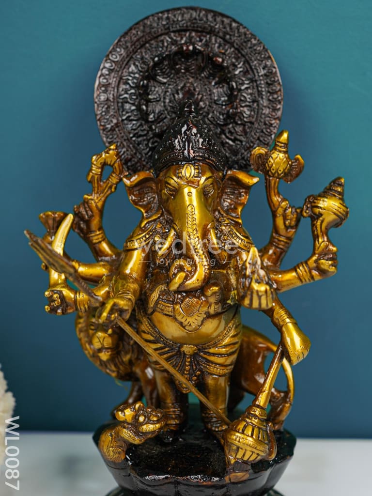 Brass Ashta Bhuja Ganesha - Wl0087 Figurines