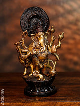 Brass Ashta Bhuja Ganesha - Wl0087 Figurines