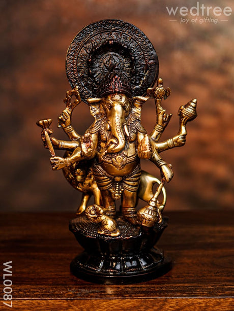 Brass Ashta Bhuja Ganesha - Wl0087 Figurines