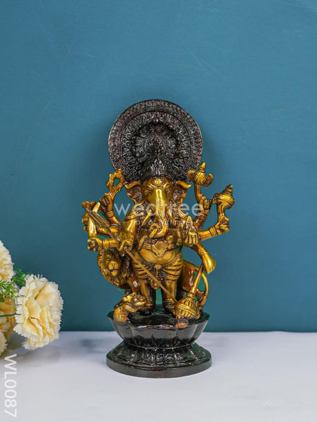 Brass Ashta Bhuja Ganesha - Wl0087 Figurines