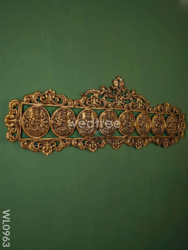 Brass Ashtalakshmi Wall Hanging - Brown Antique Finish Wl0963