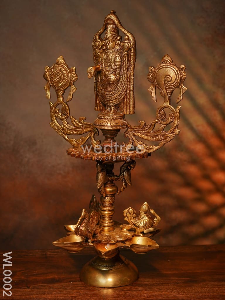 Brass Balaji Diya With Shank And Chakra - Wl0002