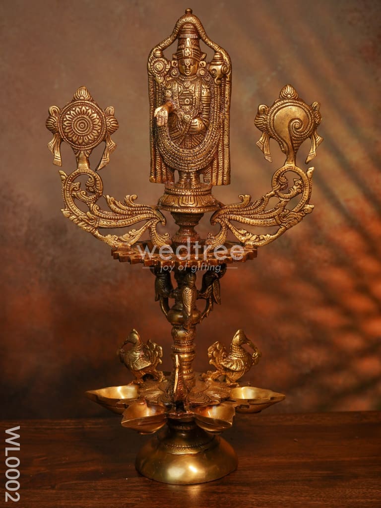 Brass Balaji Diya With Shank And Chakra - Wl0002