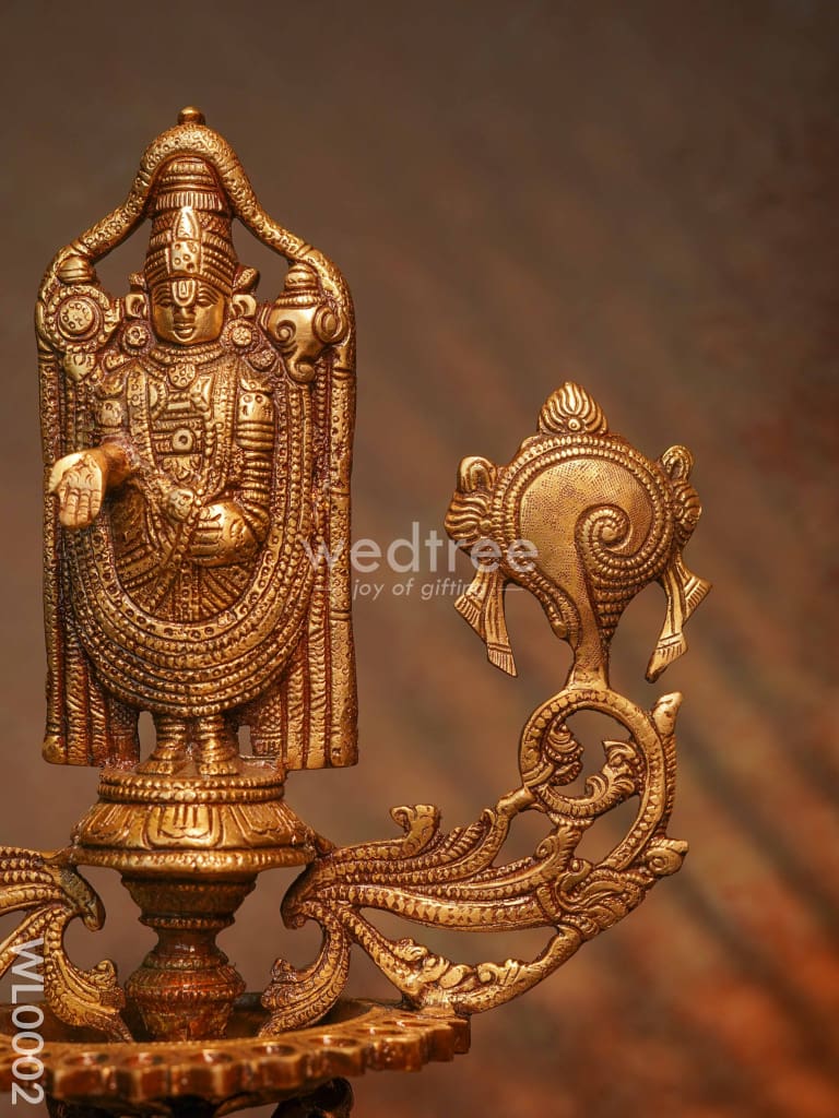 Brass Balaji Diya With Shank And Chakra - Wl0002