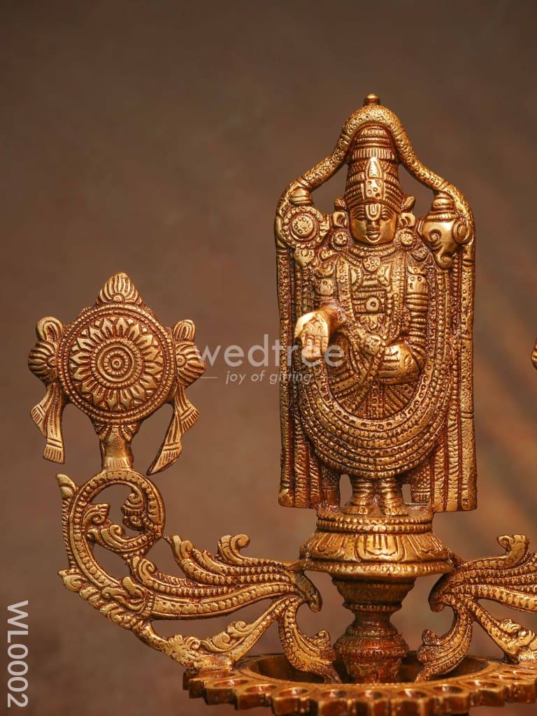 Brass Balaji Diya With Shank And Chakra - Wl0002