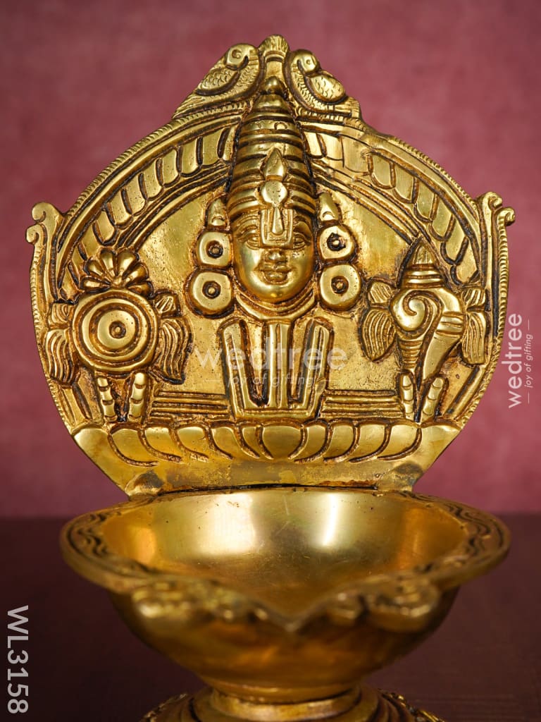 Brass Balaji Diya With Shank And Chakra - Wl3158