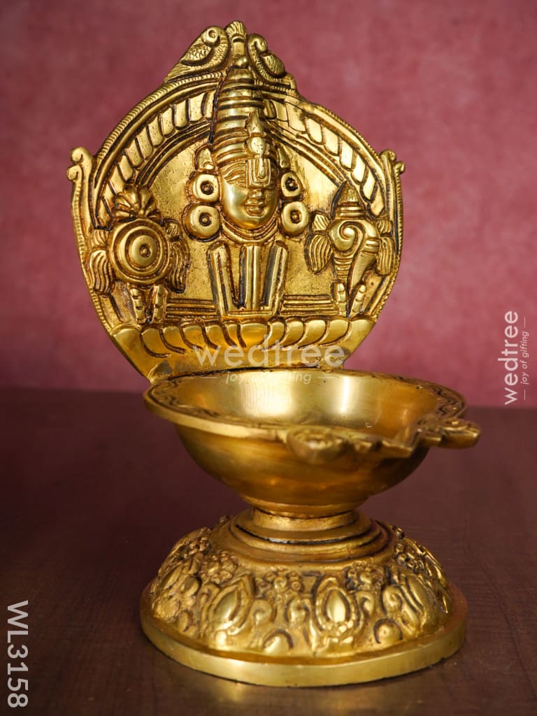 Brass Balaji Diya With Shank And Chakra - Wl3158