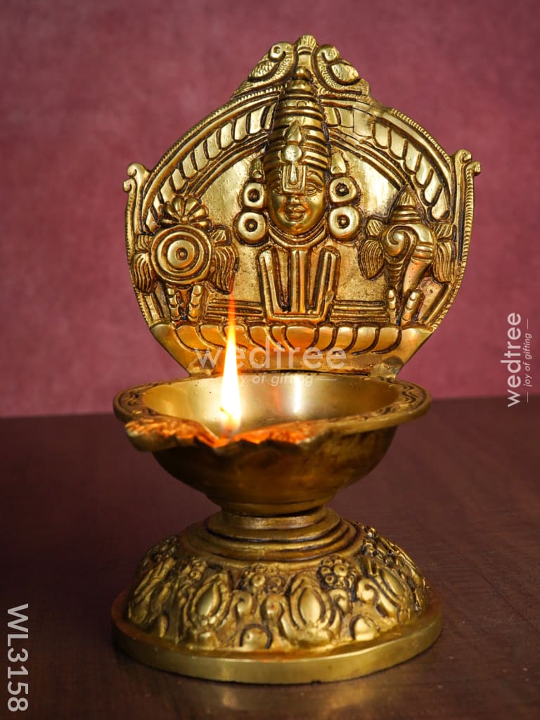 Brass Balaji Diya With Shank And Chakra - Wl3158