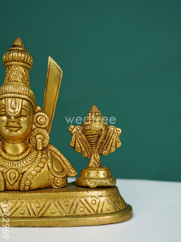 Brass Balaji Idol With Shank-Chakra-Nama - Wl2969 Figurines