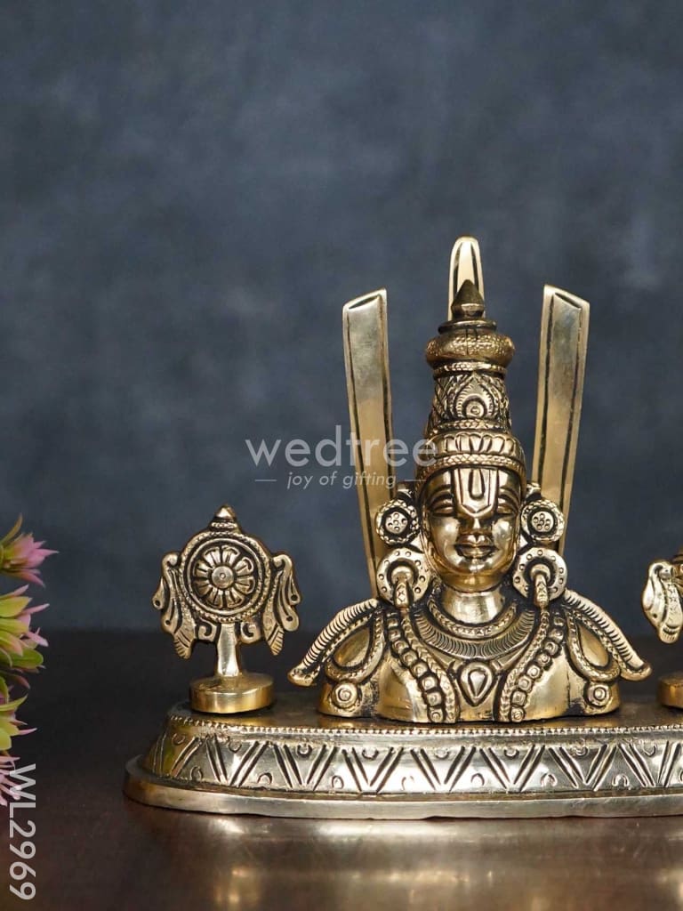 Brass Balaji Idol With Shank-Chakra-Nama - Wl2969 Figurines