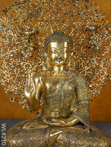 Brass Buddha With Kalpavriksha Tree - Wl4210 Decor