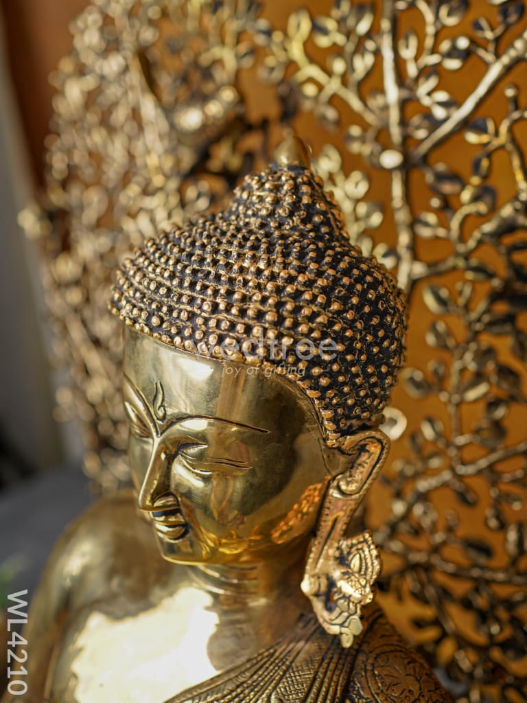 Brass Buddha With Kalpavriksha Tree - Wl4210 Decor