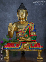 Brass Buddha With Stone Work - Wl1575 2 Figurines